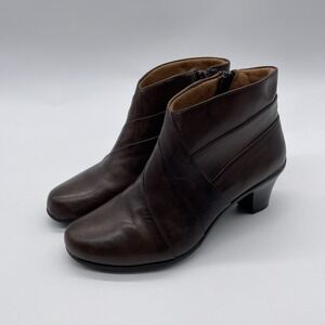Earth Spirit Classics Size 7.5 Brown Leather Flora Heeled Ankle Booties Boots